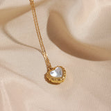 Romantic Shell Love Necklace Stainless Steel 18K Plated Mother OF Pearl Heart