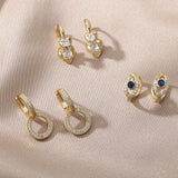 Stainless Steel Love Heart Earrings Women Eye Cz Crystal Round Drop Earrings