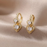 Stainless Steel Love Heart Earrings Women Eye Cz Crystal Round Drop Earrings