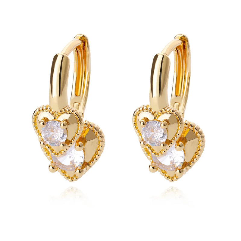 Stainless Steel Love Heart Earrings Women Eye Cz Crystal Round Drop Earrings