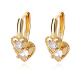 Stainless Steel Love Heart Earrings Women Eye Cz Crystal Round Drop Earrings