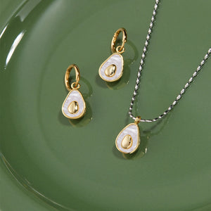 Avocado Necklace Earring Set Stainless Steel Party Jewelry
