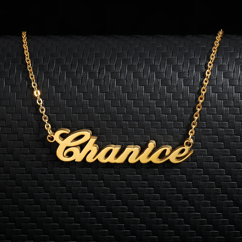 Stainless Steel Nameplate Necklace Personalized for Women