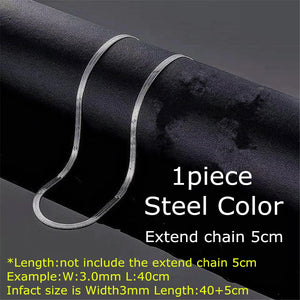 Stainless Steel Herringbone Flat Snake Chain Necklace