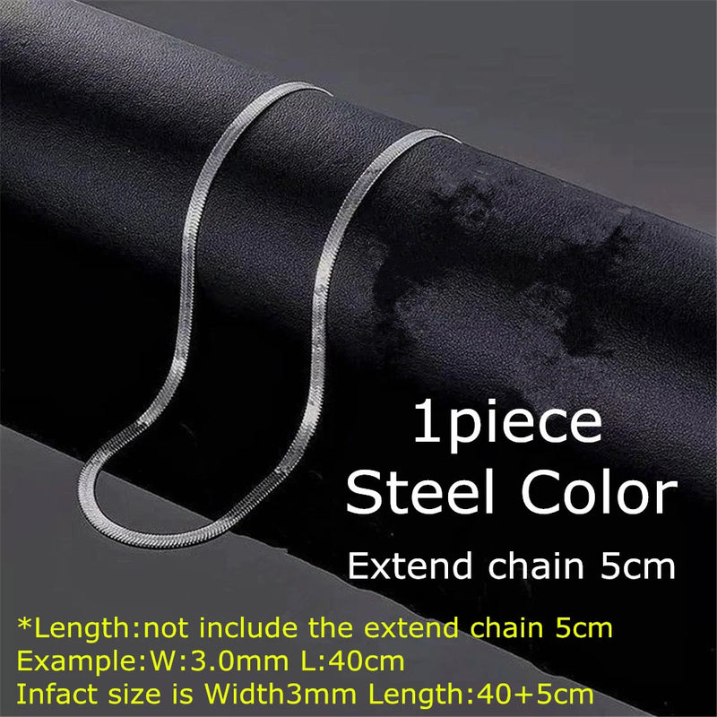 Stainless Steel Herringbone Flat Snake Chain Necklace