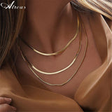 Stainless Steel Herringbone Flat Snake Chain Necklace