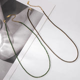 Multicolor Green Tennis Chain Necklace for Women Plated Rhinestone Collars