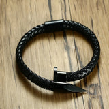 Stainless Steel Nail Leather Men's Bracelet Magnetic Buckle