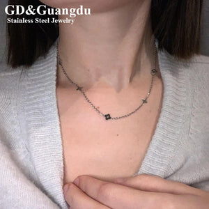 Stainless Steel Necklace Clover 18K Plated Jewelry Women