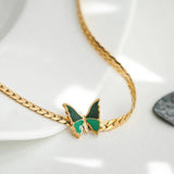 Stainless Steel Butterfly Charm Choker Necklace Anklet