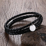 Three Circle Rainbow Bracelet Stainless Steel and PU Leather for Women Men
