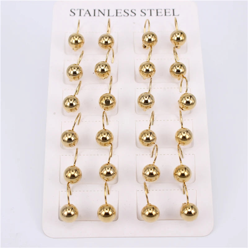 Stainless Steel 8mm 10mm 12mm Drop Earrings for Women
