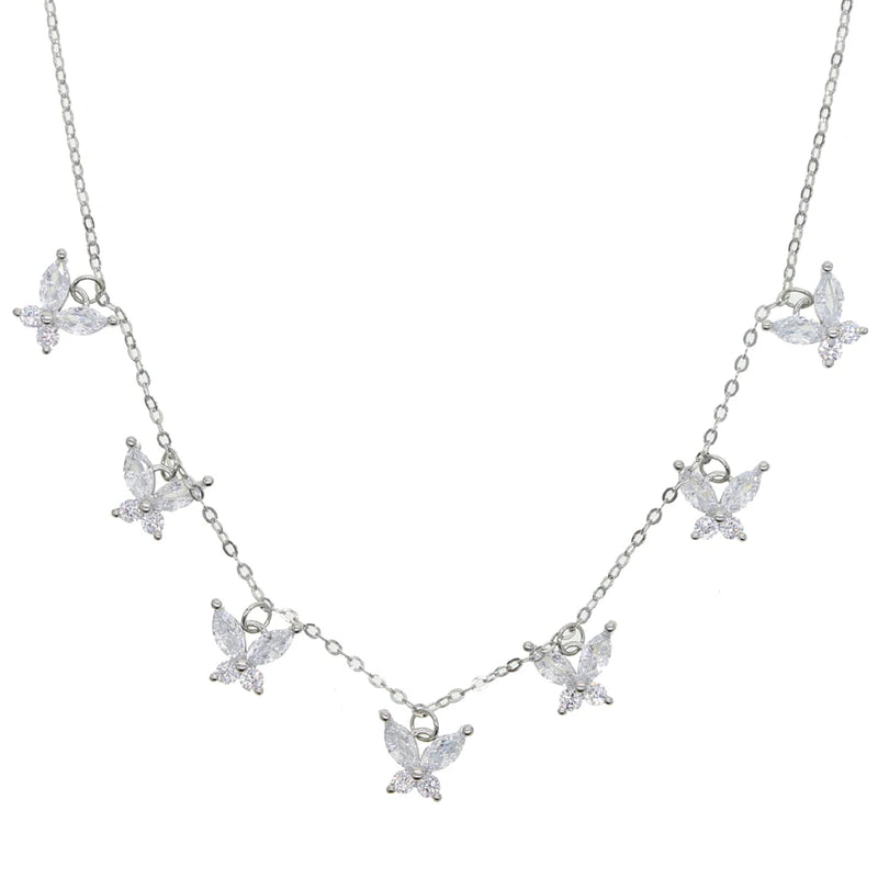 Butterfly CZ 925 Sterling Silver Necklace for Women