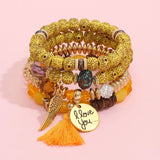 Men's Natural Stone Beaded Bracelet Set of 4