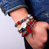 Men's Natural Stone Beaded Bracelet Set of 4