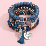 Men's Natural Stone Beaded Bracelet Set of 4