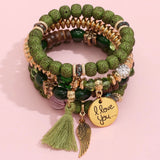 Men's Natural Stone Beaded Bracelet Set of 4