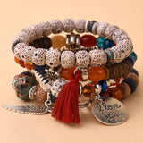 Men's Natural Stone Beaded Bracelet Set of 4