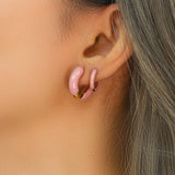 Colorful Enamel Huggie Earrings for Women Mini Hoop Accessory
