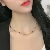 Sexy Retro Oil Painting Zircon Necklace Women Accessories