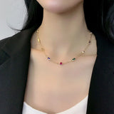 Sexy Retro Oil Painting Zircon Necklace Women Accessories