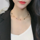 Sexy Retro Oil Painting Zircon Necklace Women Accessories