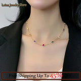 Sexy Retro Oil Painting Zircon Necklace Women Accessories