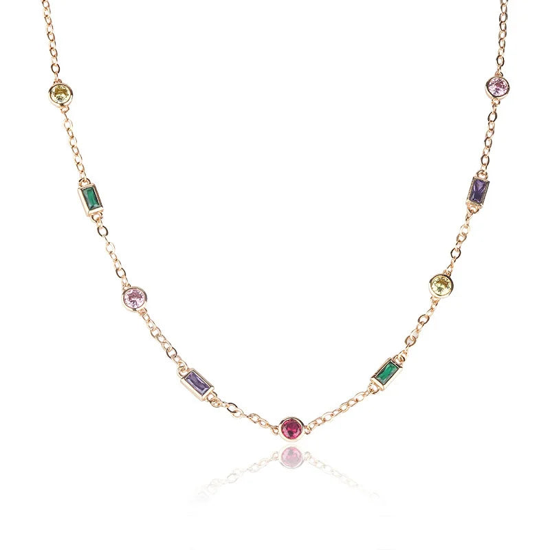 Sexy Retro Oil Painting Zircon Necklace Women Accessories