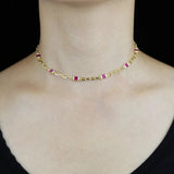 Baguette Green Crystal CZ Charm Choker Necklace for Women Lady