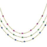 Baguette Green Crystal CZ Charm Choker Necklace for Women Lady