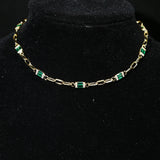 Baguette Green Crystal CZ Charm Choker Necklace for Women Lady