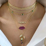 Baguette Green Crystal CZ Charm Choker Necklace for Women Lady