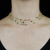 Baguette Green Crystal CZ Charm Choker Necklace for Women Lady