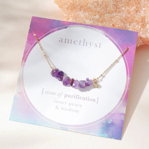 Delicate Chain Purple Stone Necklace with Star Charm