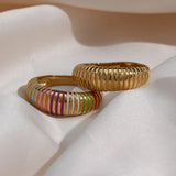 Colorful Texture Thread Rings for Women Stainless Steel Jewelry