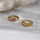 Colorful Texture Thread Rings for Women Stainless Steel Jewelry