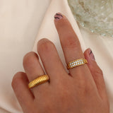 Colorful Texture Thread Rings for Women Stainless Steel Jewelry