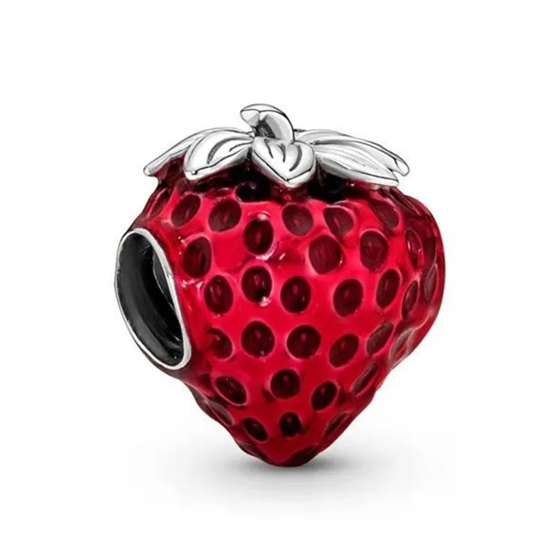 925 Sterling Silver Seeded Strawberry Beads for Jewelry Making