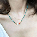 Summer Beaded Necklace Freshwater Pearl Pendant Choker Women Fashion Jewelry