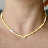 Summer Beaded Necklace Freshwater Pearl Pendant Choker Women Fashion Jewelry