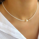 Summer Beaded Necklace Freshwater Pearl Pendant Choker Women Fashion Jewelry