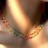 Acrylic Beaded Daisy Flower Choker Necklace for Women