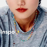 Acrylic Beaded Daisy Flower Choker Necklace for Women