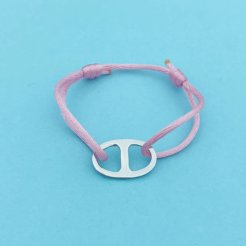 Summer Stainless Steel Multicolor Ribbon Circle Beads Bracelet