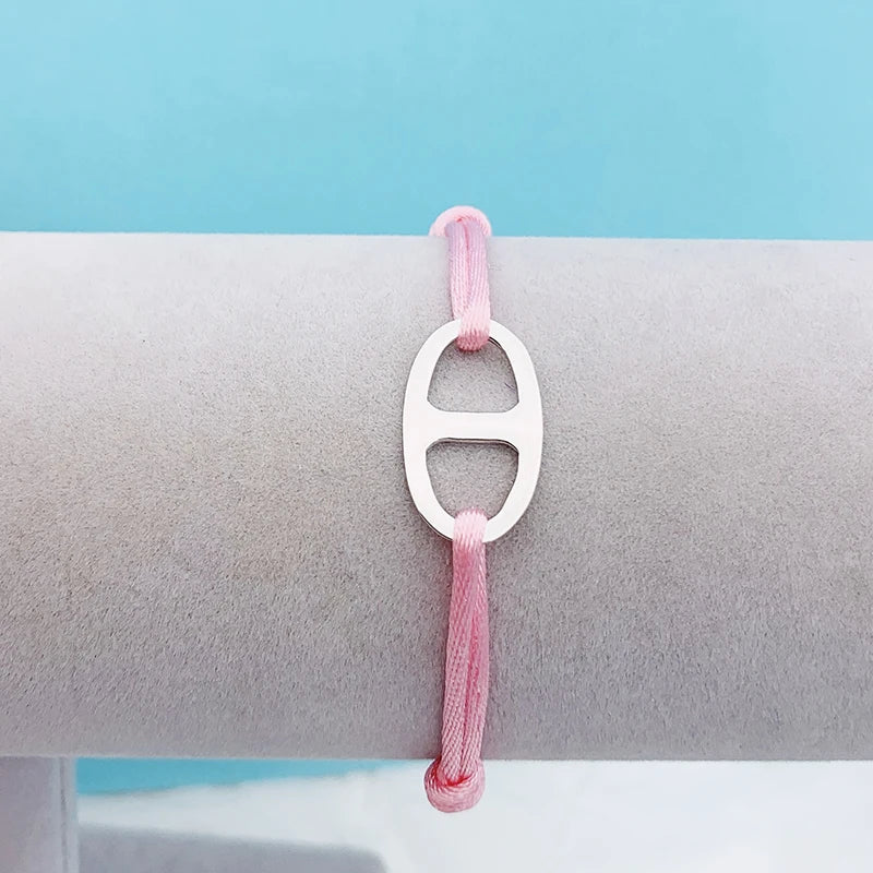 Summer Stainless Steel Multicolor Ribbon Circle Beads Bracelet