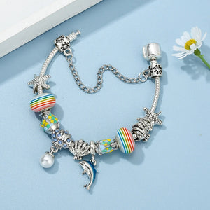 Vintage Charm Bracelet Shell Dolphin Beads Jewelry Gift