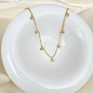 316L Stainless Steel CZ Station Necklace for Women