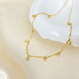 316L Stainless Steel CZ Station Necklace for Women
