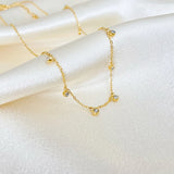 316L Stainless Steel CZ Station Necklace for Women