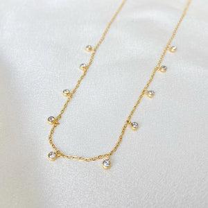 316L Stainless Steel CZ Station Necklace for Women